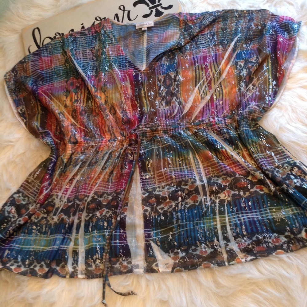 Fashion Bug Womens Tunic Shirt Size M Sheer‎ Batwing (BG-13)
